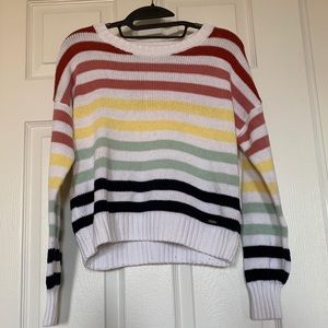 Hollister Cropped Multi-Color Striped Sweater